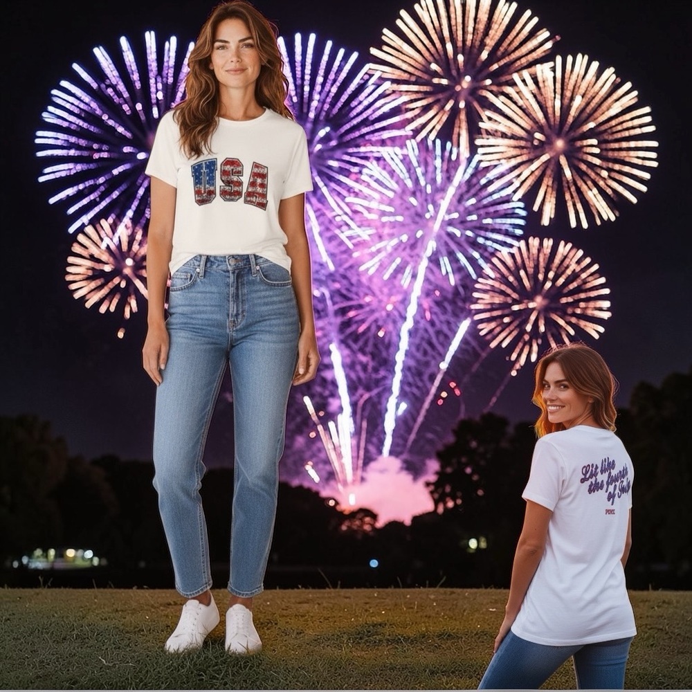 VS Pink, July 4th T, Sz Large, NWT